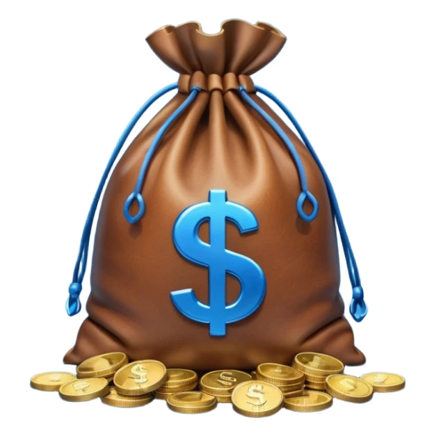 money bag on top of blue coins stack sticker