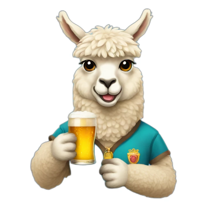 alpaca with a glass of beer in his hand sticker