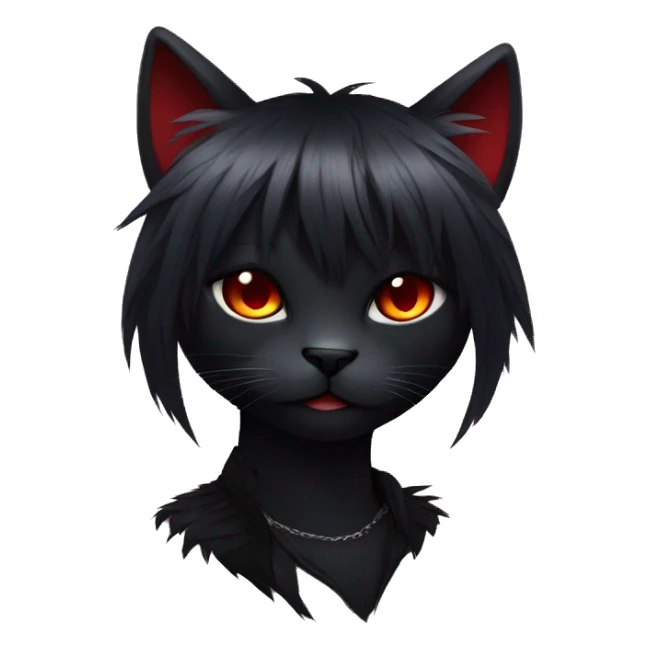Anthro Edgy Cool Beautiful Black Cat-Fursona with Emo Hair-bangs with Red Streaks sticker