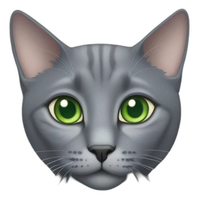 grey russian blue cat with green eyes with big pupils and chonk sticker