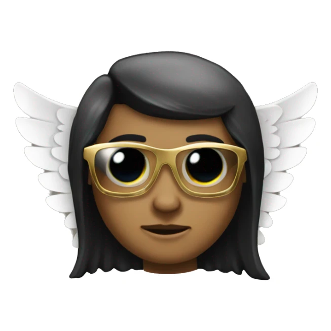golden archangel, black glasses, black hair sticker