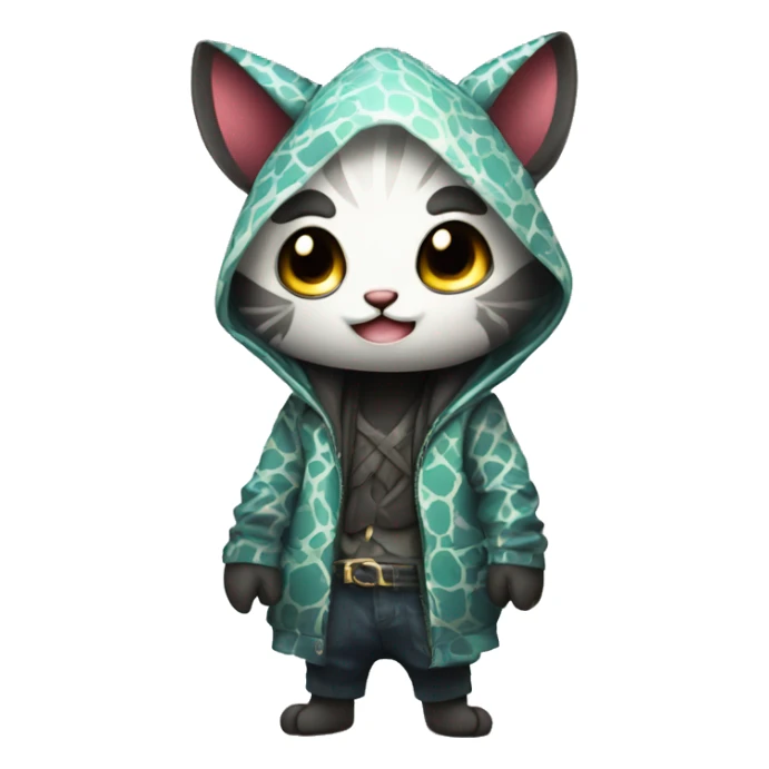 an edgy cute kawaii vernid-fionbri with splash patterns full body sticker