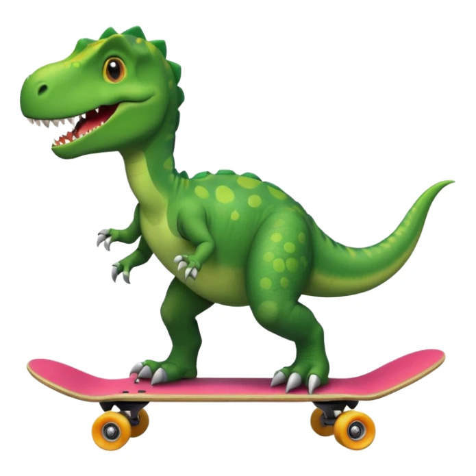 Dinosaur on a skateboard but the skateboard is a circle around the dinosaur sticker