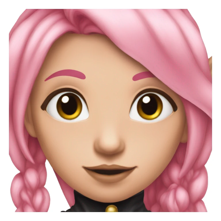 goth tan skinned elf girl with long pink hair sticker