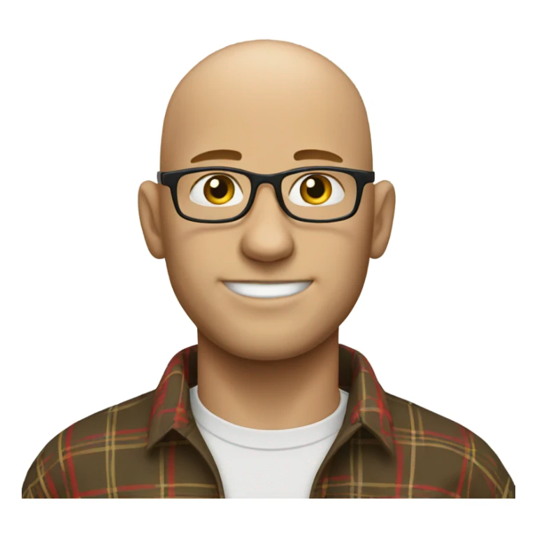 bald man in plaid shirt sticker