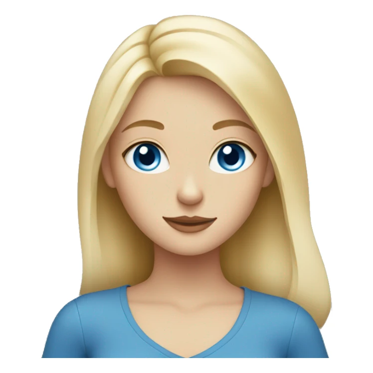 Blonde girl with blue eyes and cat sticker