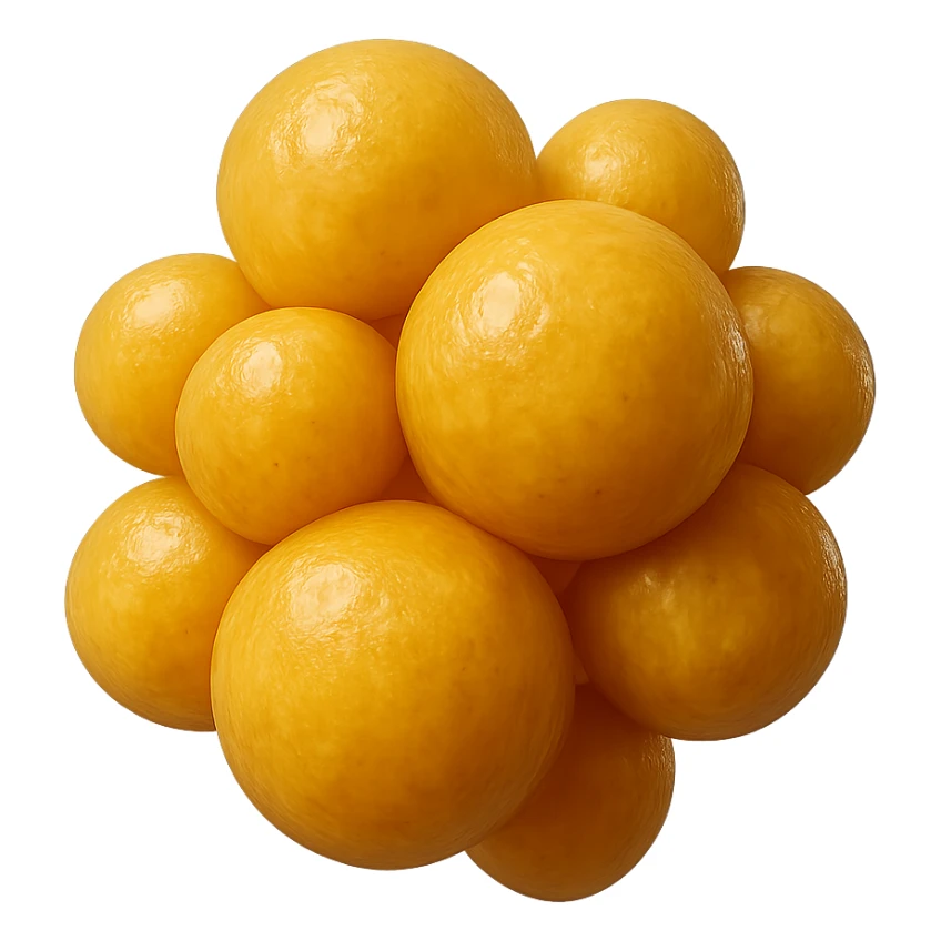 CELLULA DI GRASSO (ADIPOCITA) GIALLA A GRAPPOLO, IPERREALISTICI 4K, FLUTTUANO IN ARIA sticker