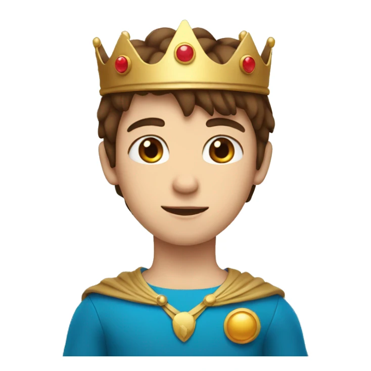 boy with straight Brown hair and blue eyes with crown on his head sticker