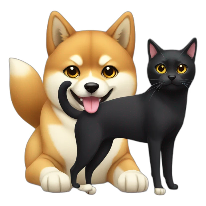 shibainu and black cat lovely sticker