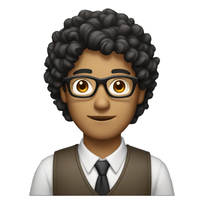 using Computer male with curly black hair glasses, light brown skin sticker