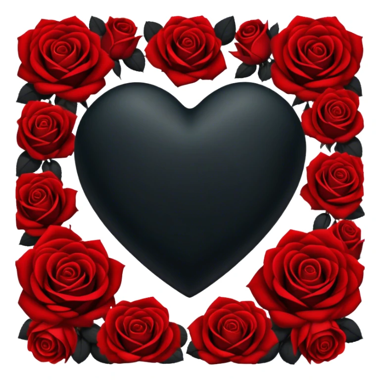 Black heart filled with black and red roses sticker