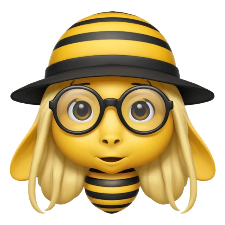 long hair bee with glasses and hat sticker