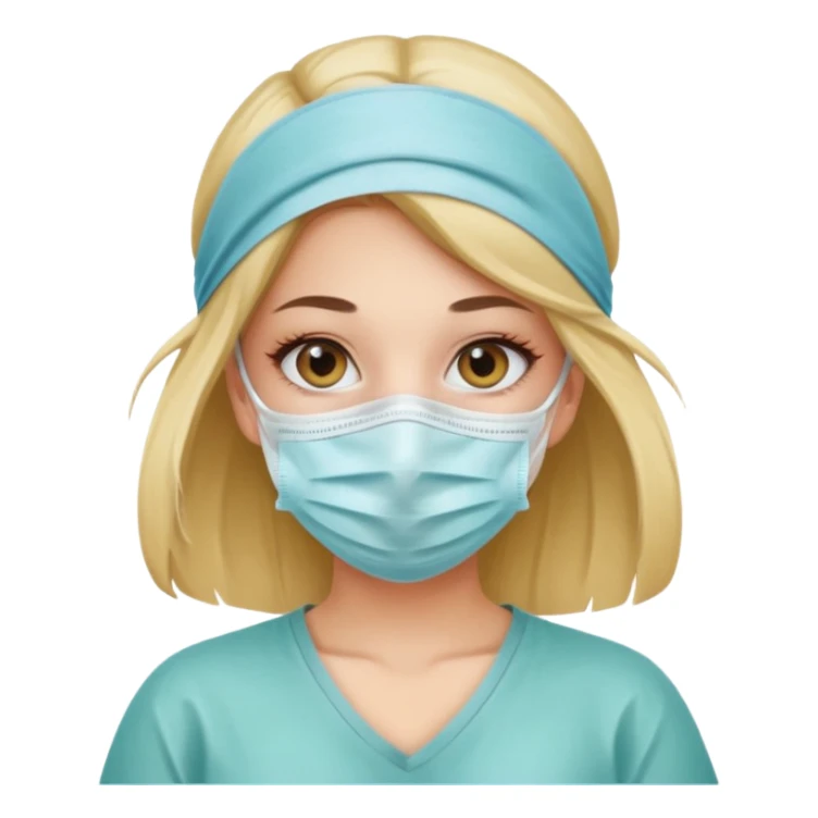 a beautiful girl wearing surgical mask sticker