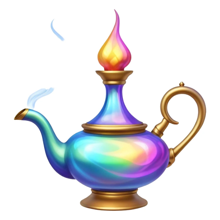 genie lamp with magical smoke sticker