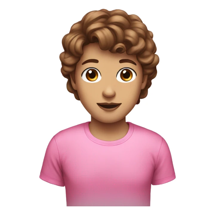 brown hair, pink sparkly t-shirt, huel sticker