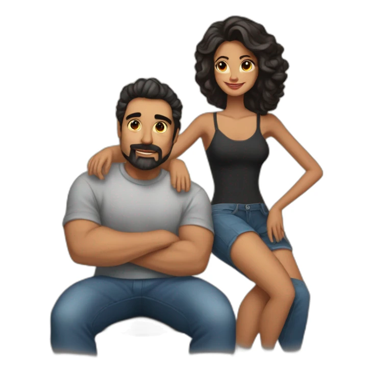 Chico moreno barba negra y chica morena pelo largo  sticker