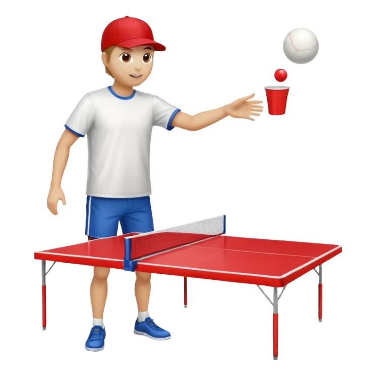 Beer pong table with somebody throwing a ping-pong ball into a red plastic cup sticker