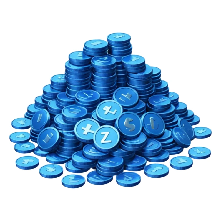large pile of blue coins sticker
