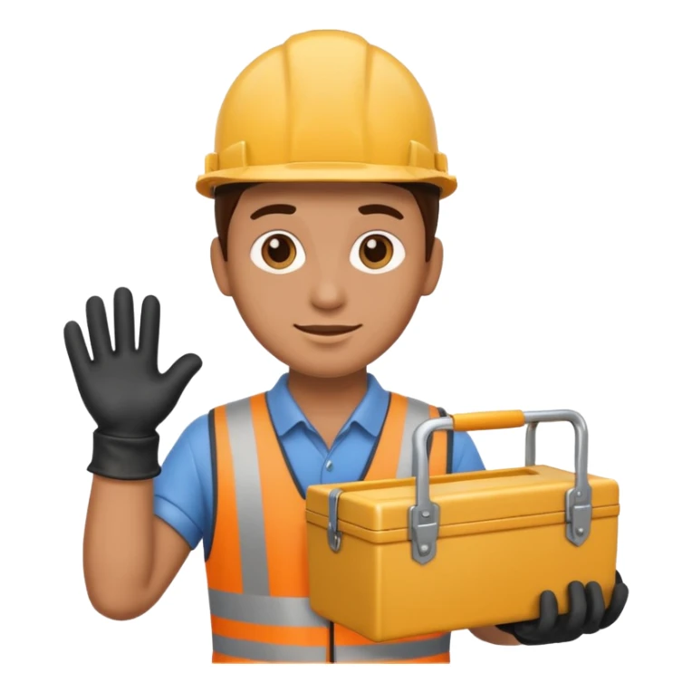 manual worker emoji wearing gloves carrying toolbox sticker