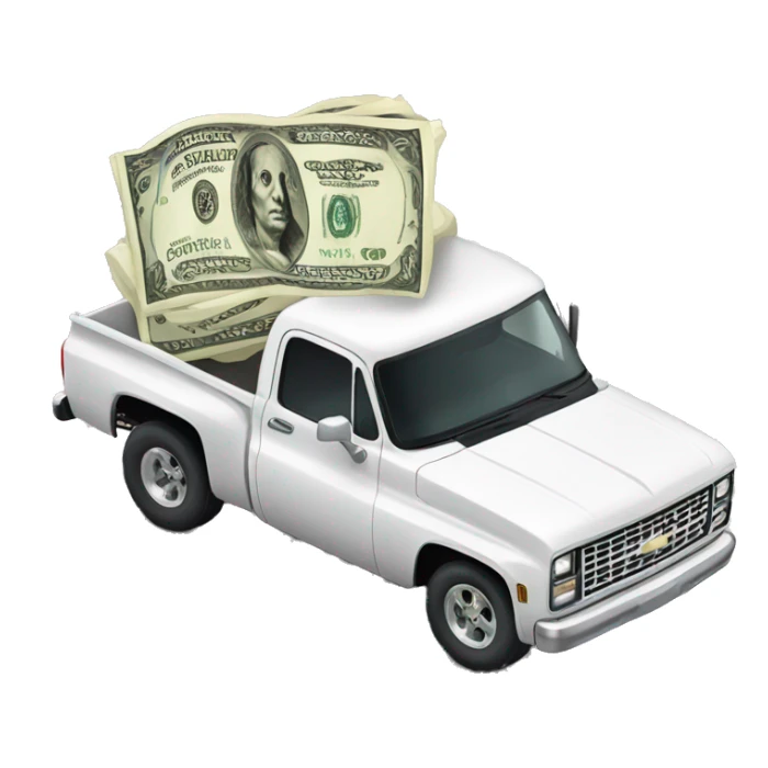 Chevrolet pick-up truck with big dollar sign sticker