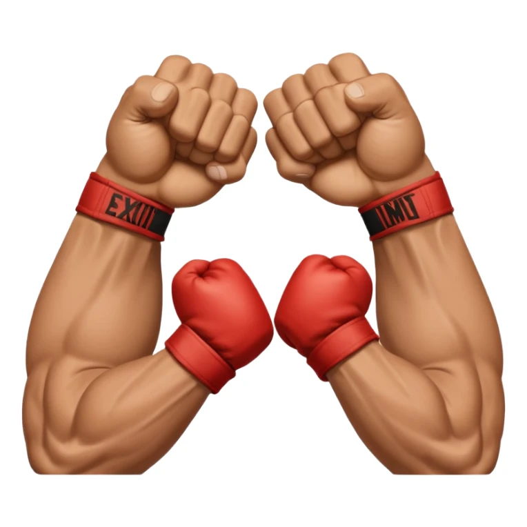 a sideways view of two sets of hands boxing sticker