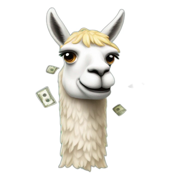 llama with money in the mounth sticker