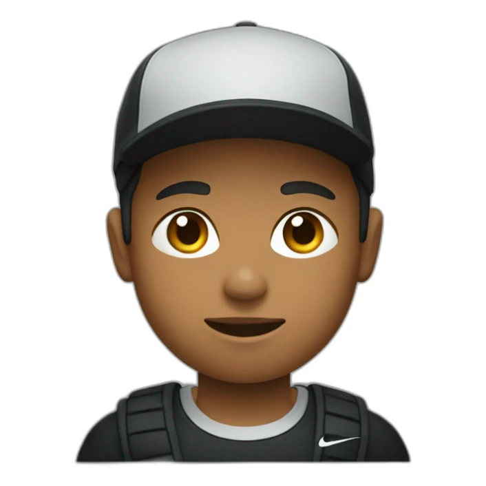 A boy wearing a black Nike T-shirt sticker