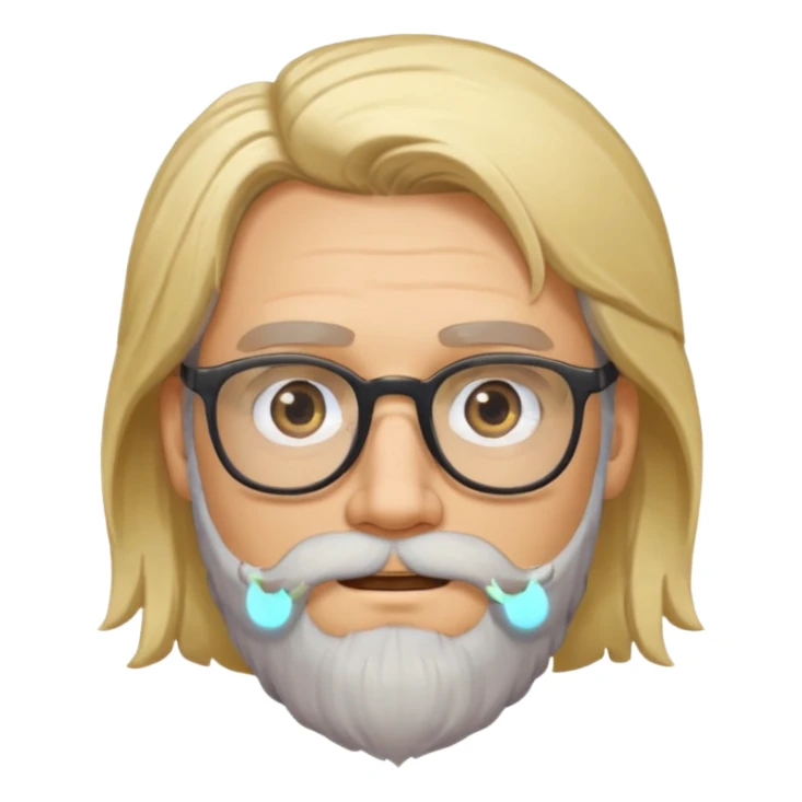 blond man with beard and spectacles and long hair sticker