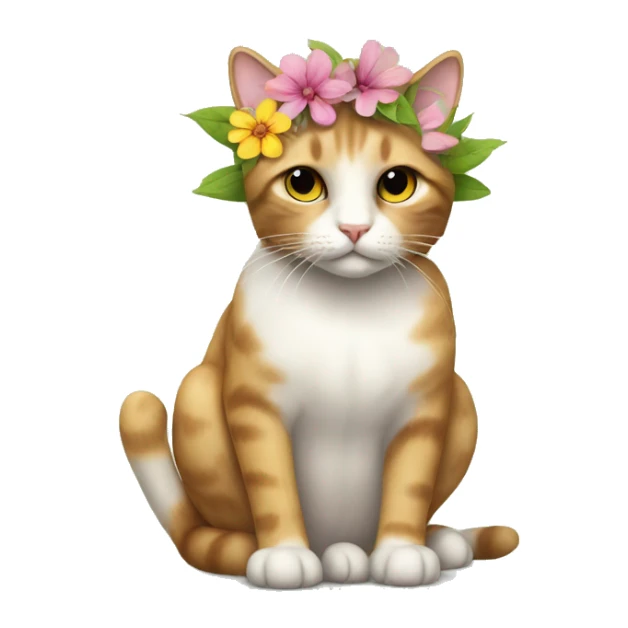 a cat with flower in her head, she's enocent, she should be lil realistic  sticker