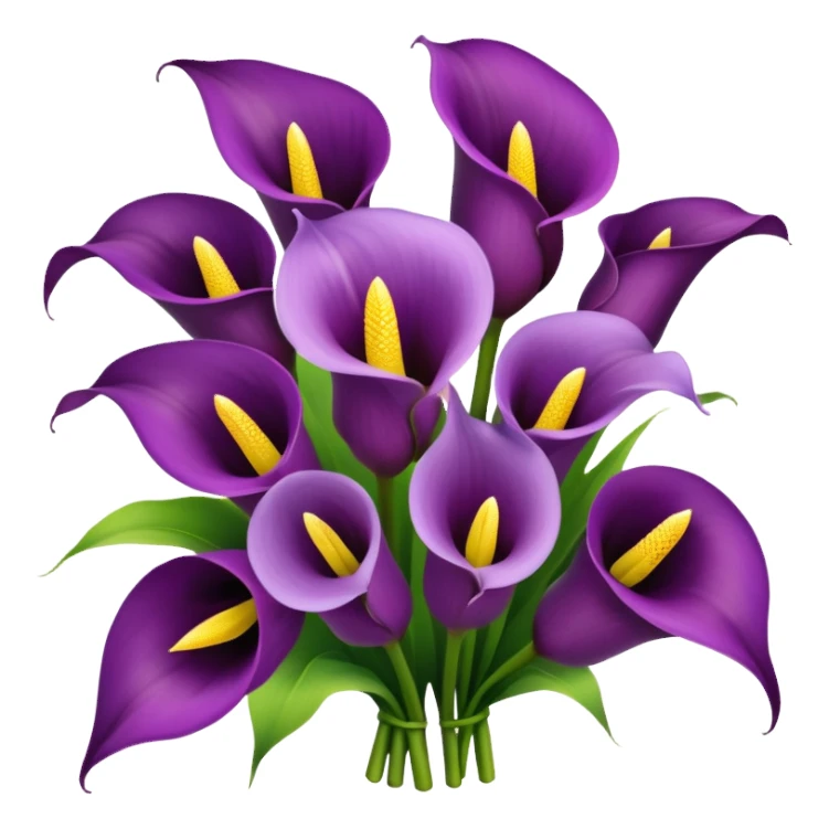 Bouquet of purple calla lilies with tiny yellow circular flowers in between sticker