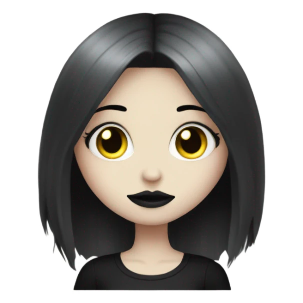  Pale Goth girl smiley face with long eyelashes and big lips and hands with long nails sticker