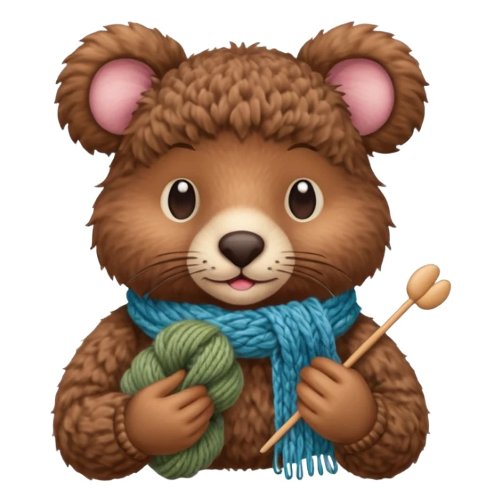 animal holding knitting sticker