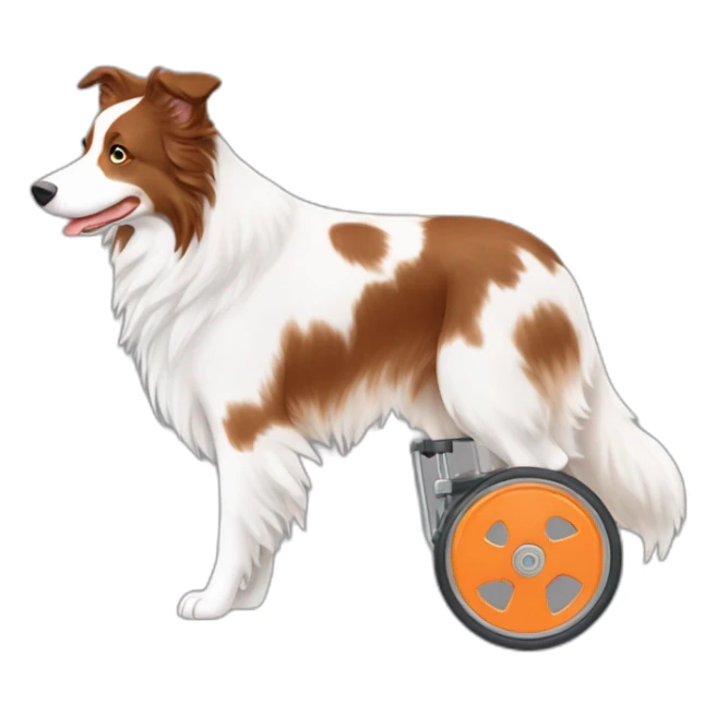 white and wheat red merle border collie with orange wheel chair sticker