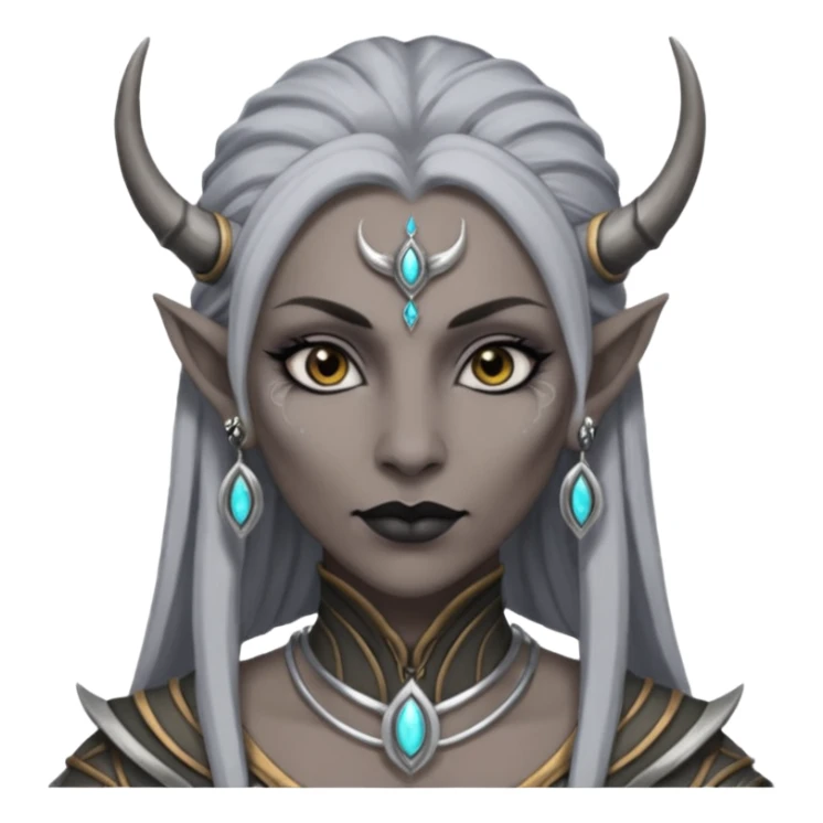 ESO female daedra, lashes and earrings, gray skin sticker
