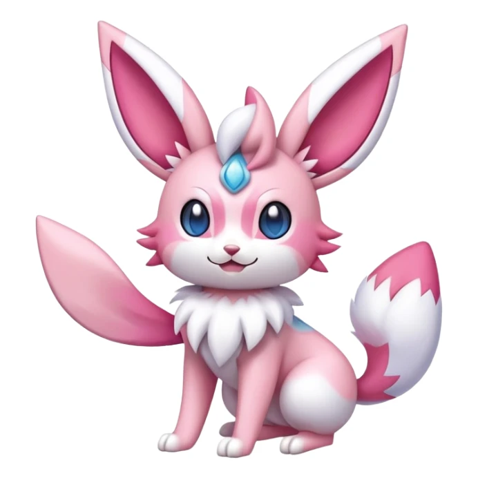 Sylveon-Skitty-Fakémon-hybrid-creature (full body)  sticker