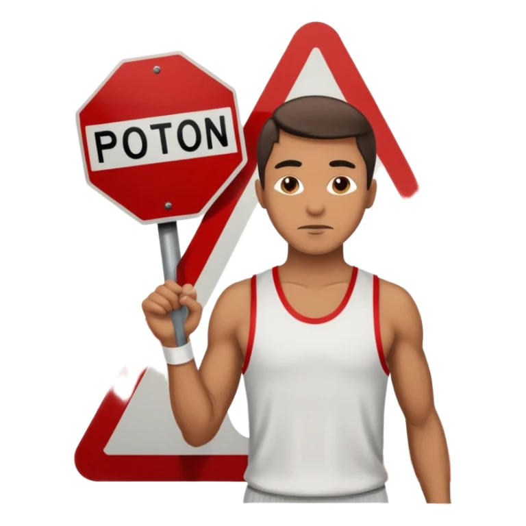emoji de uma homem andando com roupa da ginástica com um simbolo de proibido por cima. semelhante a uma placa de transito sticker