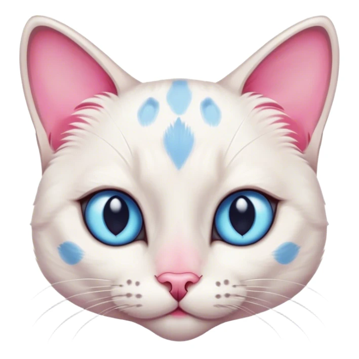 White female cat with Siamese features, pink nose, blue eyes and grey and pink spots sticker