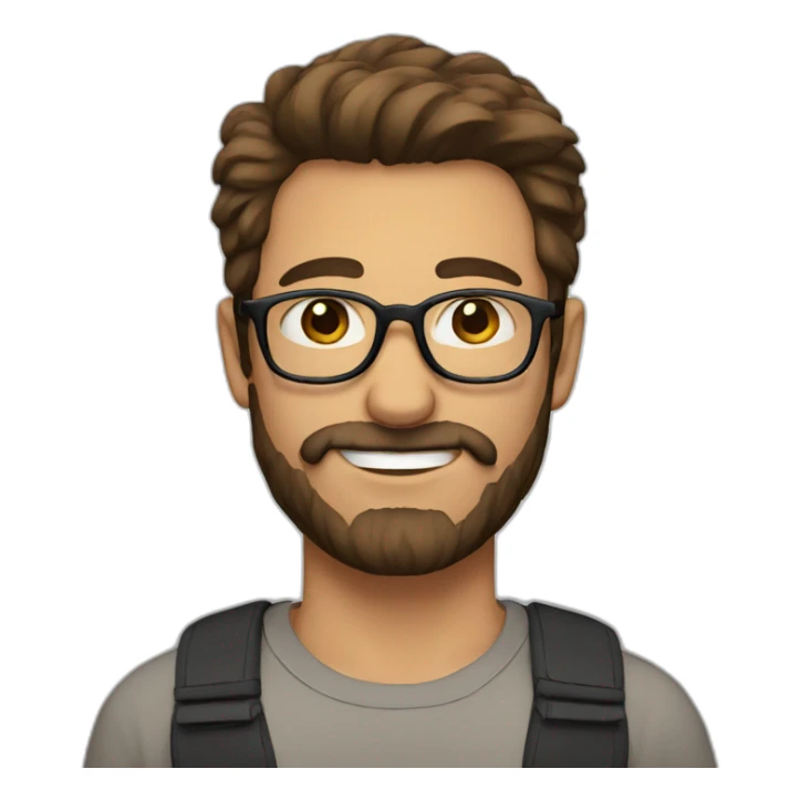 Man with black eyeglasses, brown hair and brown beard sticker