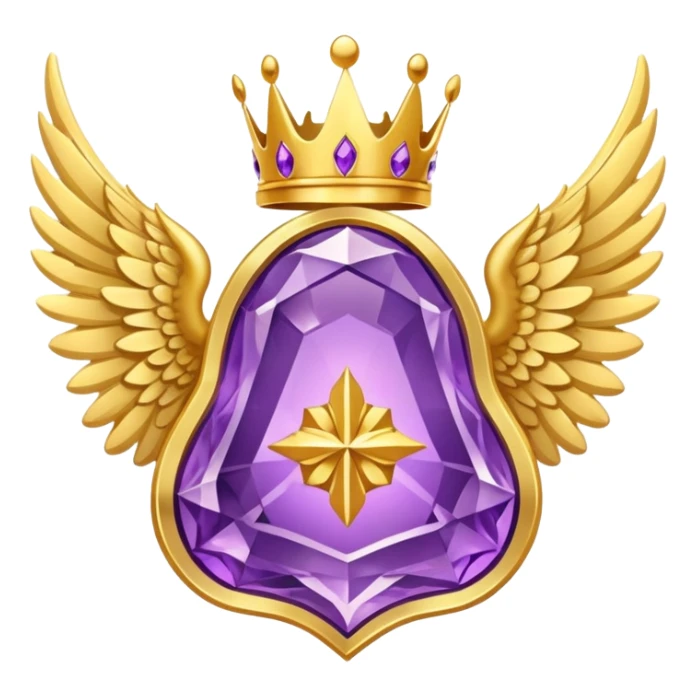 Big complex amethyst stone award-in-frame-decorated-with-big-golden-angel--wings and crown sticker