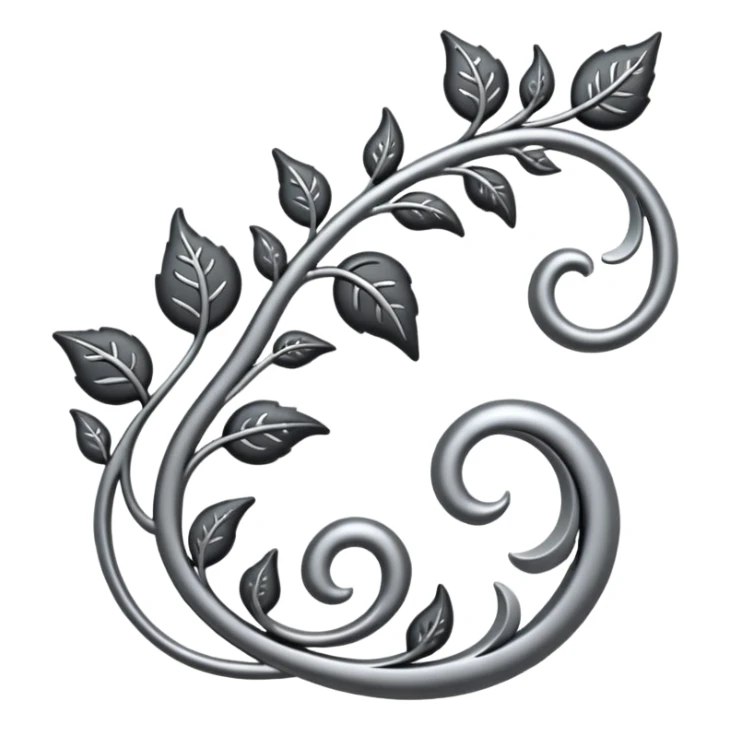 Black and silver filigree vine design, 3D, extremely detailed design sticker