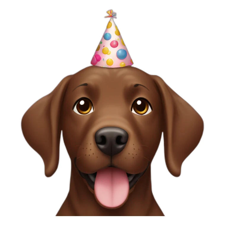 brown Labrador with happy birthday headband on sticker