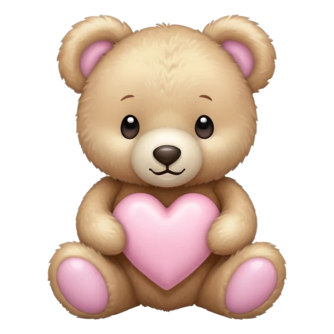 beige teddy bear and a pink pastel heart sticker