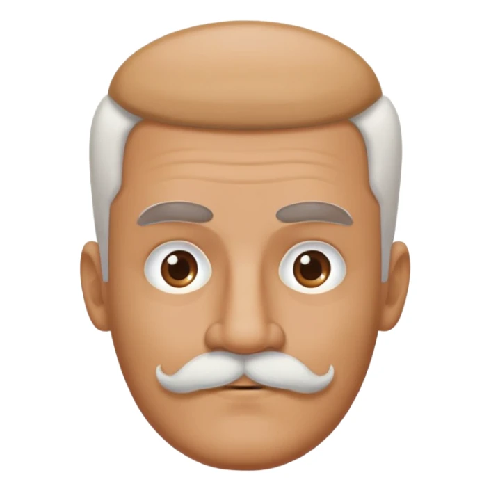 man with oval-shaped flat-top head and bushy white mustache sticker