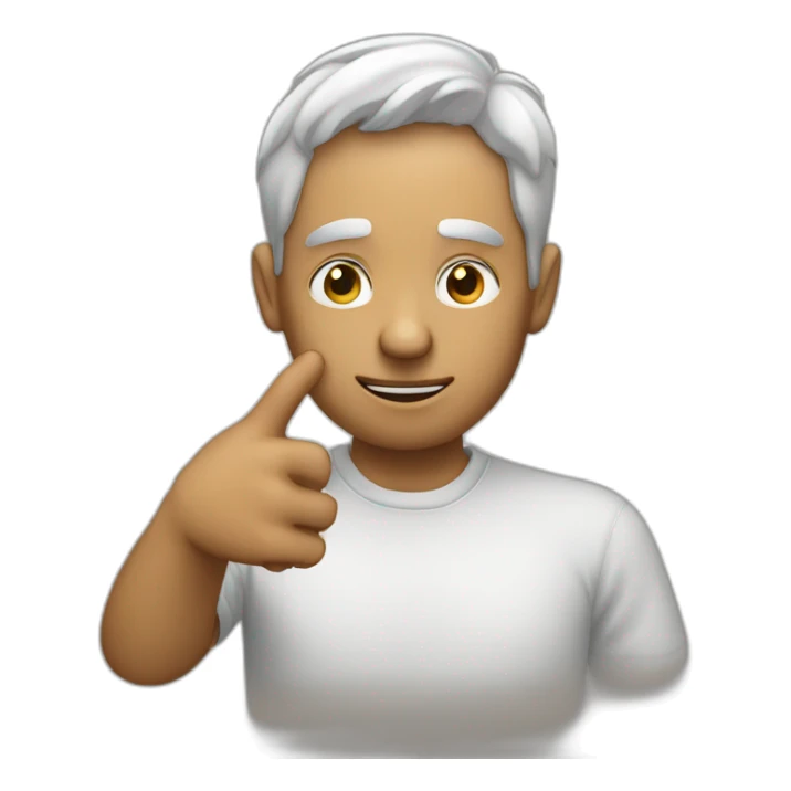 Man pointing to his head with his index finger while closing his eyes sticker