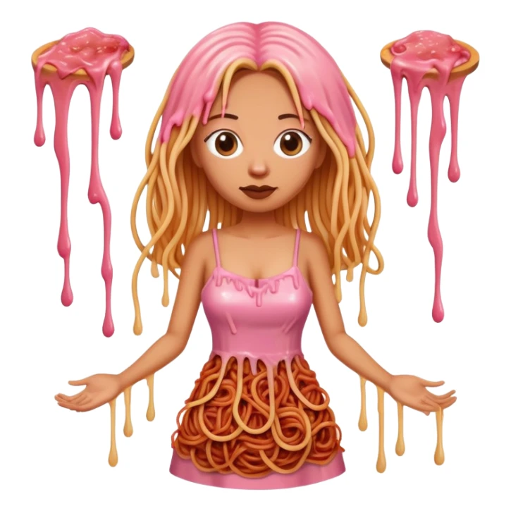  SPAM meat melted pink dripping sauce spaghetti dress monalisa portrait sticker