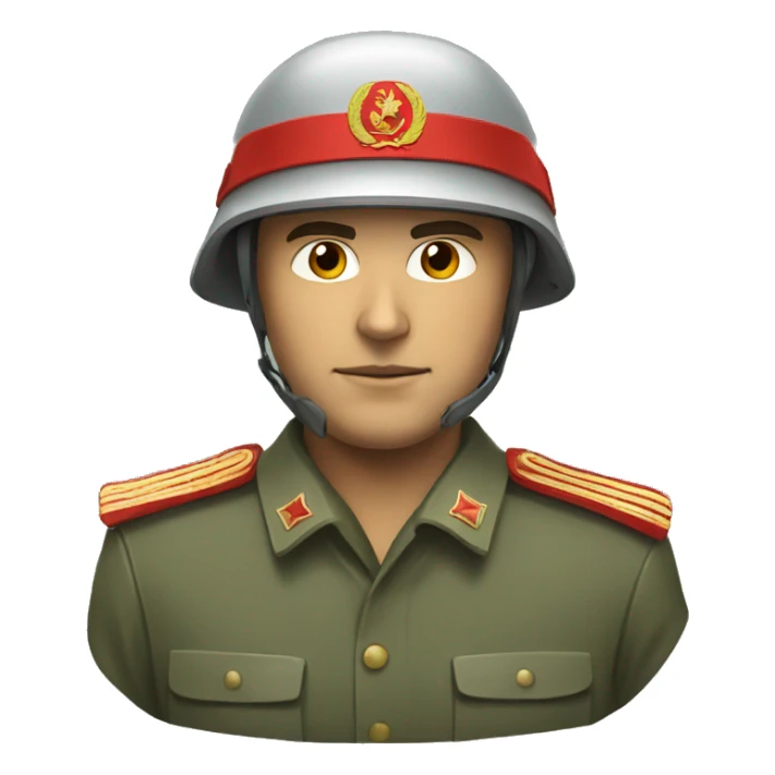 ussr soldier serious with military helmet sticker