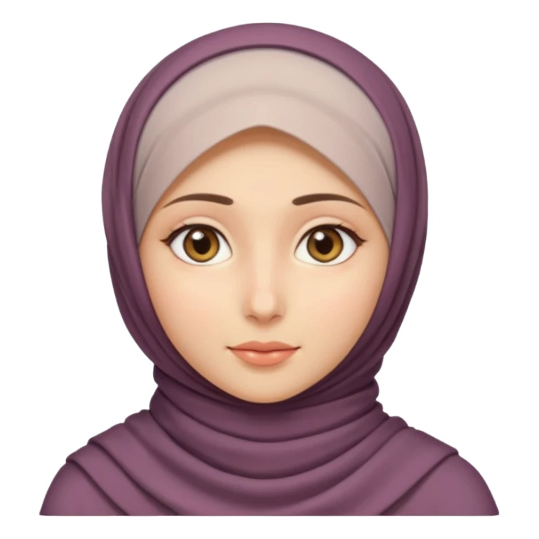 Fair skin, hazel eyes, hijab but exposed neck sticker
