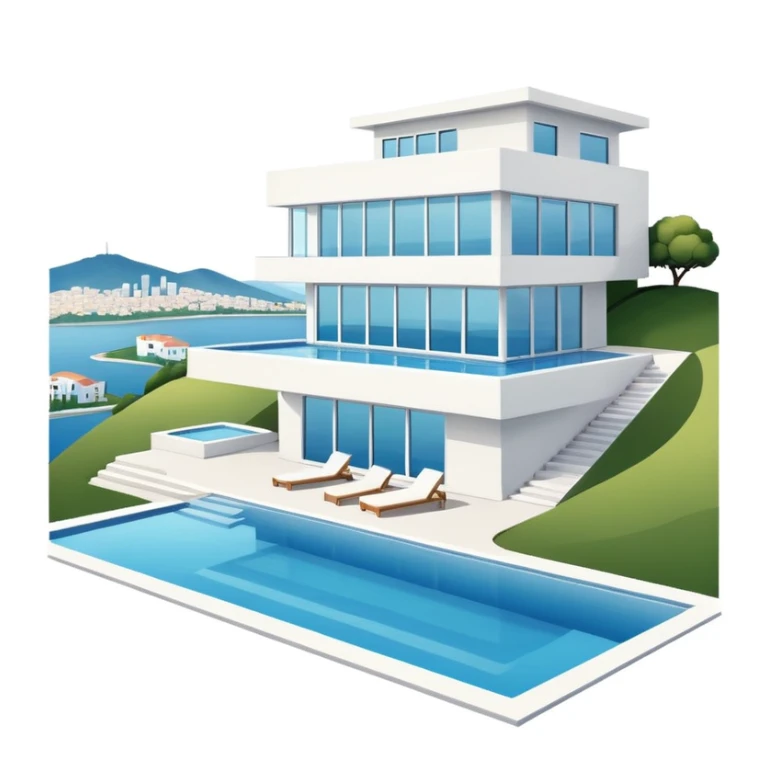 modern house on the hill, with a pool ON THE HILL WITH VIEW AT THE CITY sticker