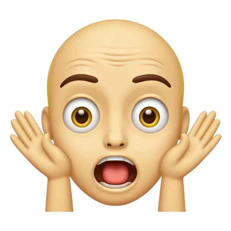 a shocked emoji, with their mouth and eyes are wide open, eyebrows  raised, and palms against his cheeks. sticker