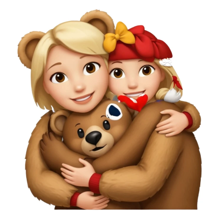 Blond Woman loving a big  bear sticker